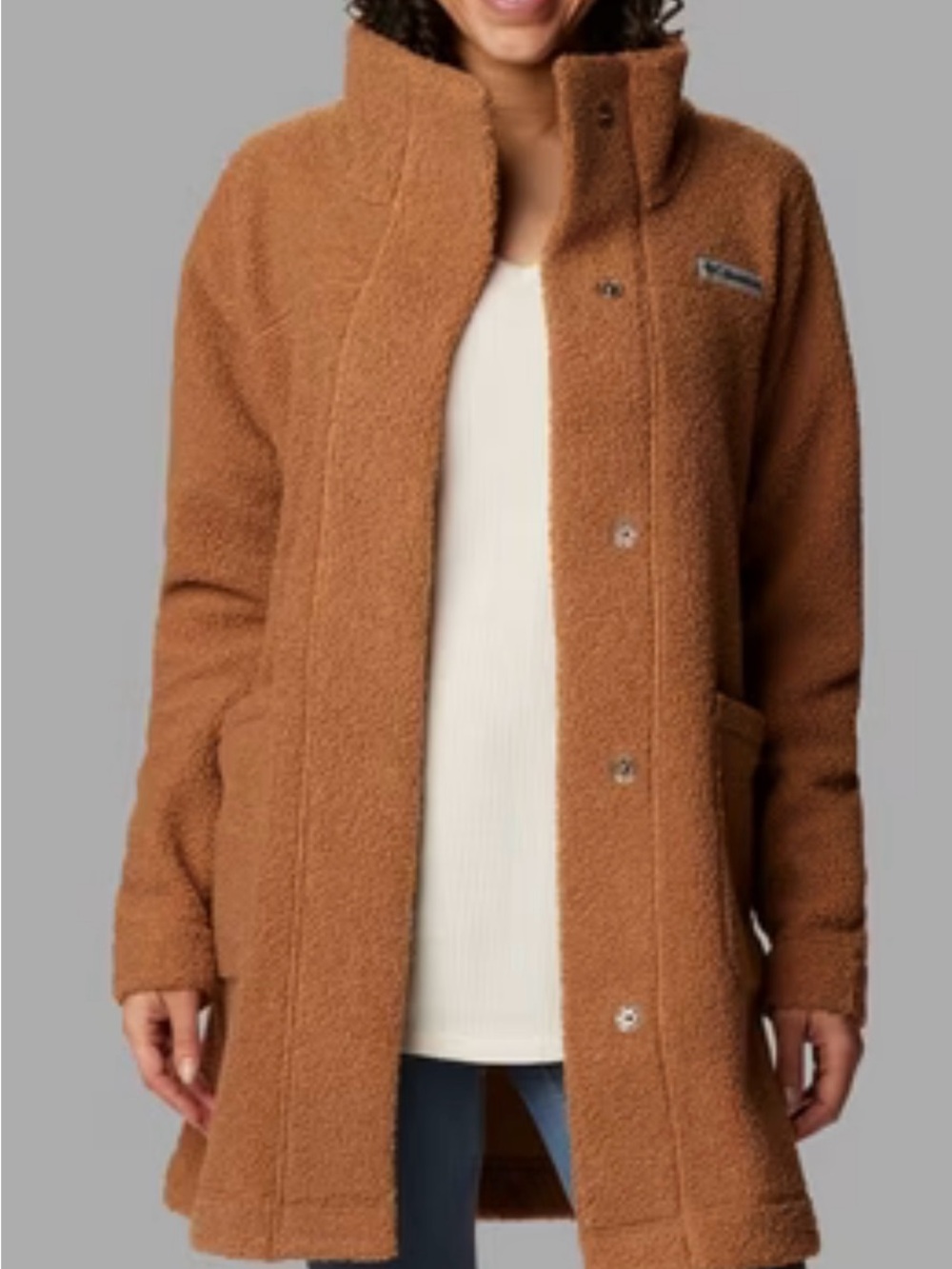 Columbia Women's Panorama Long Sherpa Fleece Jacket - Camel Brown - Size Small